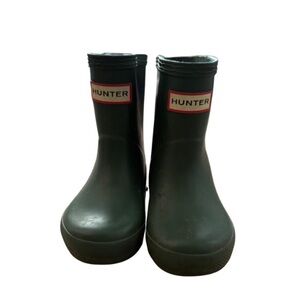 Toddler Hunter Dark Green Waterproof Boots Size 4